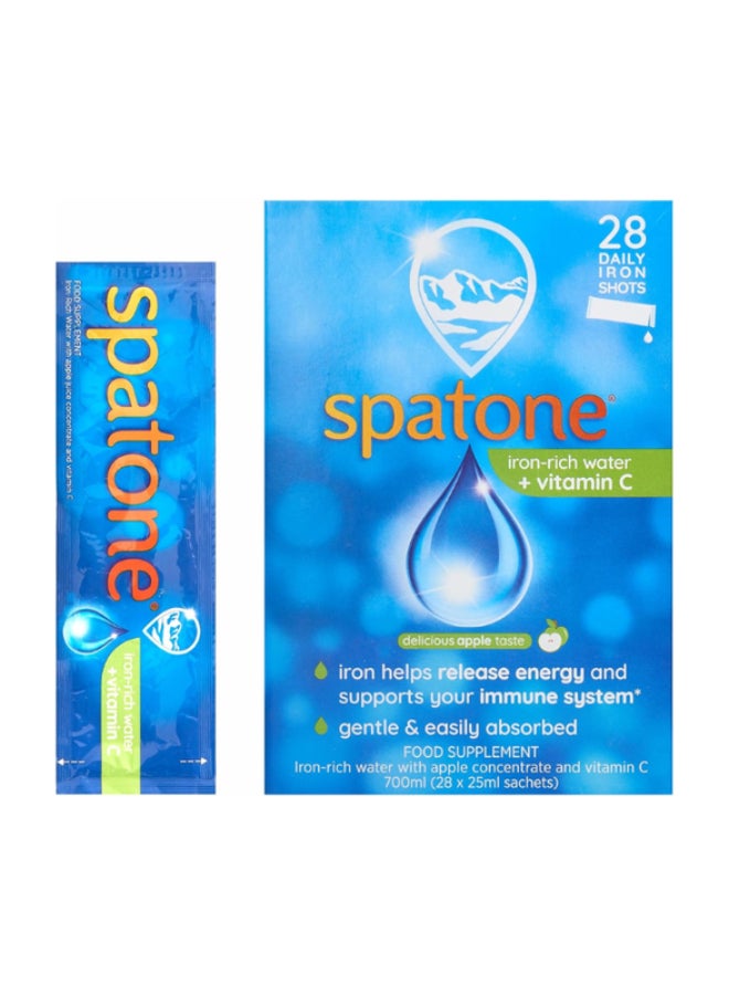 Spatone Apple Iron Rich Water With Vitamin C, Natural Iron Supplement Sachets, 14 Count - Image 1