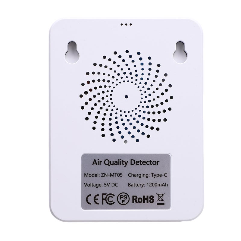 مقياس HCHO 5 في 1، مقياس حرارة ورطوبة محمول بشاشة ملونة للمنزل والمكتب والمركبة، لاكتشاف CO2 وTVOC MT05 أبيض - Image 5