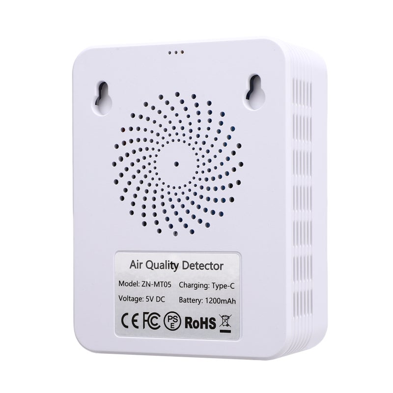مقياس HCHO 5 في 1، مقياس حرارة ورطوبة محمول بشاشة ملونة للمنزل والمكتب والمركبة، لاكتشاف CO2 وTVOC MT05 أبيض - Image 4