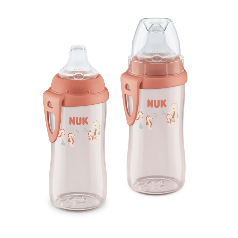 NUK First Choice Active Cup 2.0, 10 oz. Soft Spout Sippy Cup with On-The-Go Carry Clip, Lightweight, Leak Proof, Spill Proof Cup, 2-Pack - Image 1
