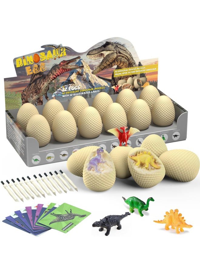 EARTH'SCODE Dinosaur Eggs Excavation Dig Kit, 12 Dino Egg with 12 Cute Unique Dinosaurs Inside Toys for Best Holiday & Birthday Archaeology Science STEM Crafts Gifts for Kids 3-12 Years Old - Image 1