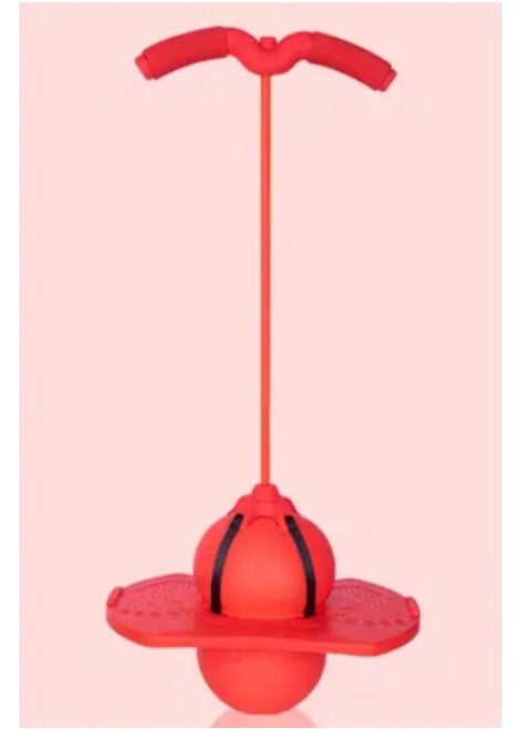 Bouncing Ball with Handle High Hopper Jumper Toy Jump Trick Board Safe and Fun Stick Sports Game Exercise (Red)