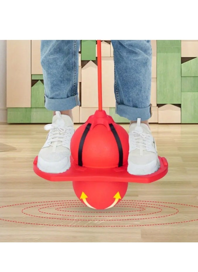 Generic - Bouncing Ball with Handle High Hopper Jumper Toy Jump Trick Board Safe and Fun Stick Sports Game Exercise (Red) - Image 1