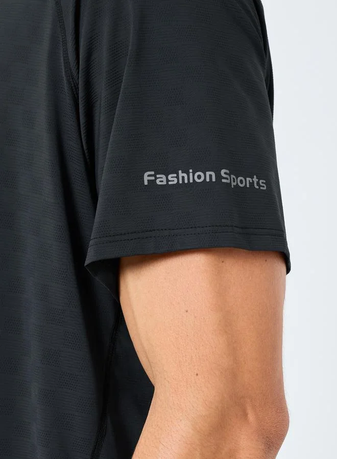 Styli Active Regular Fit Shoulder Print Detail Active T-Shirt