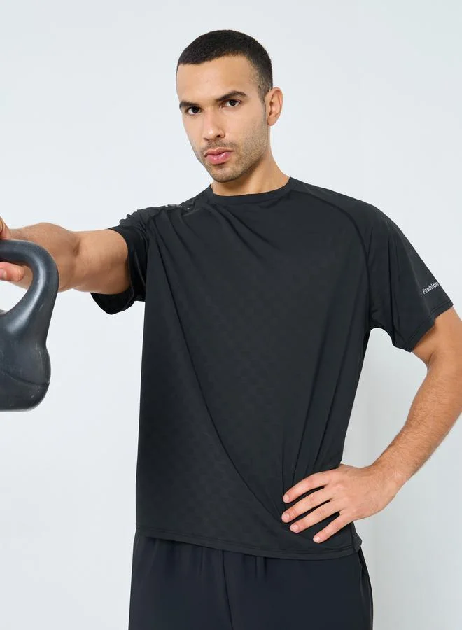 Regular Fit Shoulder Print Detail Active T-Shirt