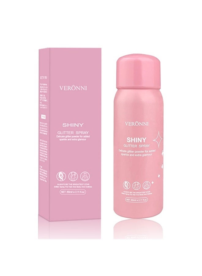 VERONNI رذاذ بريق الجسم، رذاذ بريق للشعر والجسم، مكياج بريق الوجه رذاذ بودرة الجسم اللامعة، خفيف الوزن عالي الصبغة سريع الجفاف مقاوم للماء، بريق الشعر لملحقات حفلات الموسيقى والمهرجانات - Image 1