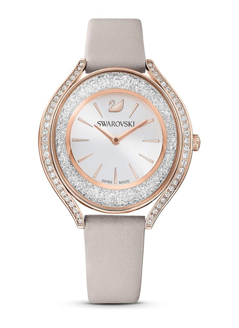 SWAROVSKI - Crystalline Aura Watch Leather strap, Gray, Rose gold tone PVD - Image 1