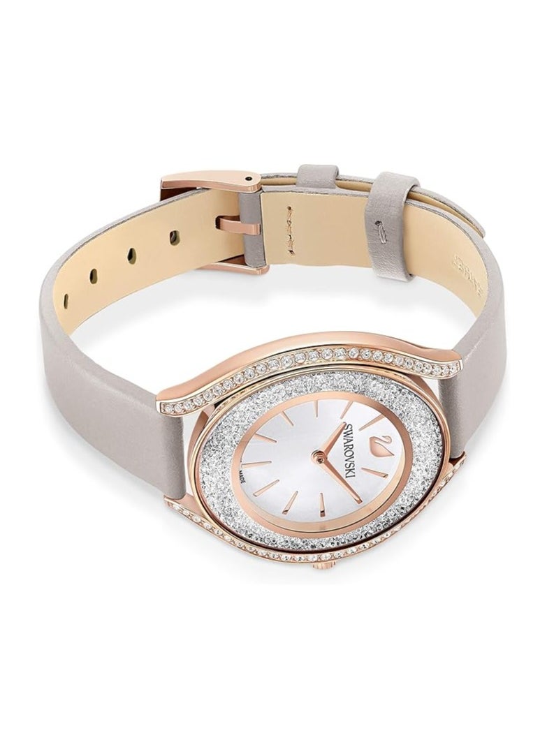 SWAROVSKI - Crystalline Aura Watch Leather strap, Gray, Rose gold tone PVD - Image 1