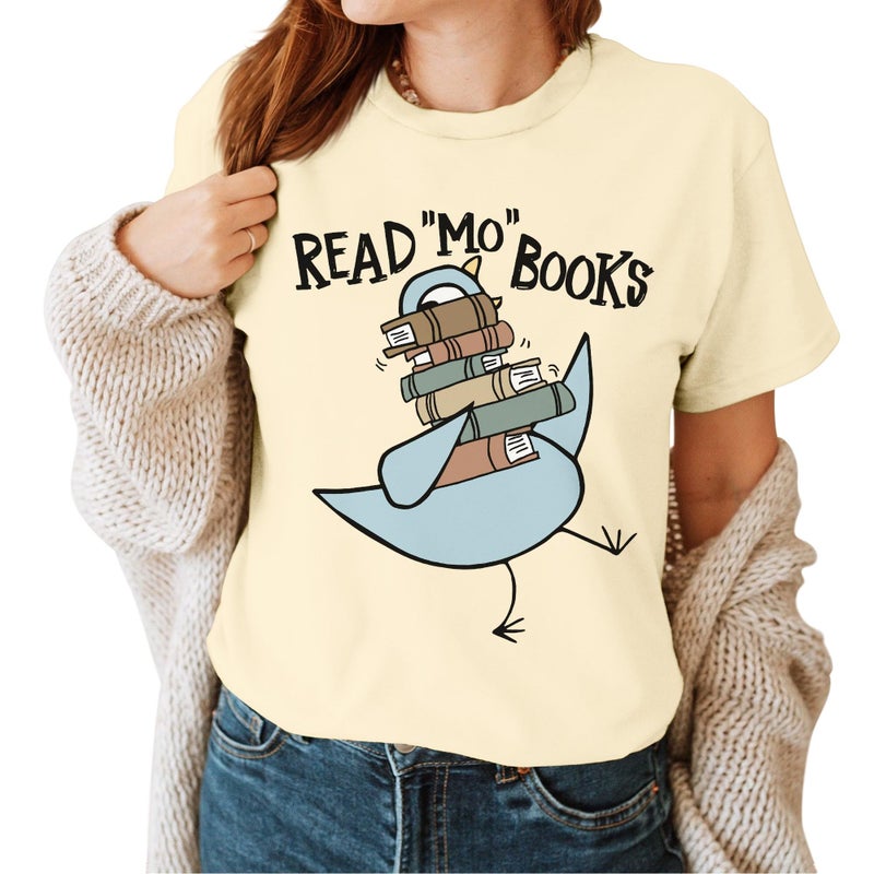 InterStellux Read Mo Books Shirt - Reading Book Shirts - Book Lover's T-Shirts - Back to School Shirts - First Day of School T-Shirt - Teacher Shirt - Gifts for Teacher (Ivory, XL) - Image 1