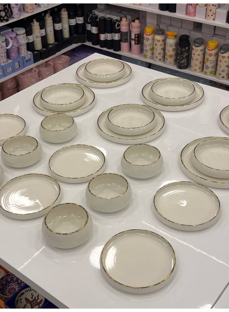 طقم عشاء 24 قطعه 6 طبق مسطح كبير  6 طبق مسطح  6 طبق غويط 6 بولة شوربه - Image 1