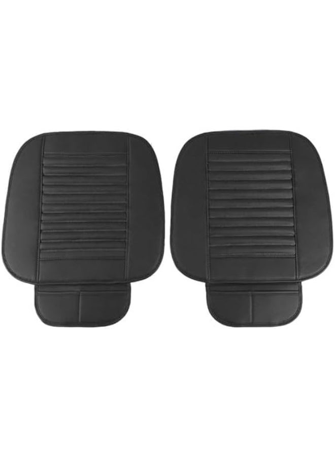 Soofam 2 Pack Leather Front Car Seat Covers, Universal Sideless Car Seat Protectors with Storage Pocket, Waterproof Vehicle Seat Cover Automotive Seat Cushions for Most Vehicles(Black) - Image 1
