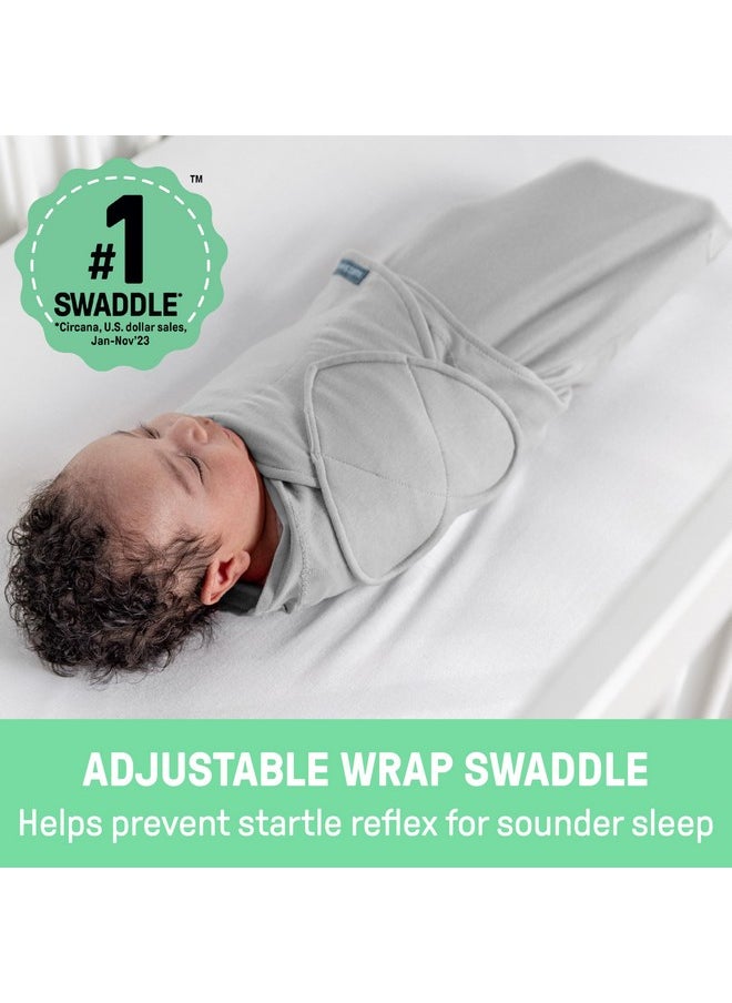 SwaddleMe - Ingenuity SwaddleMe Monogram Collection Baby Swaddle, 100% Cotton, Improves Sleep & Calms Startle Reflex, 0-3 Months, Pocket Fold Design for Easy Changes, 1.0 TOG, 3-Pack - Dino Mite - Image 1