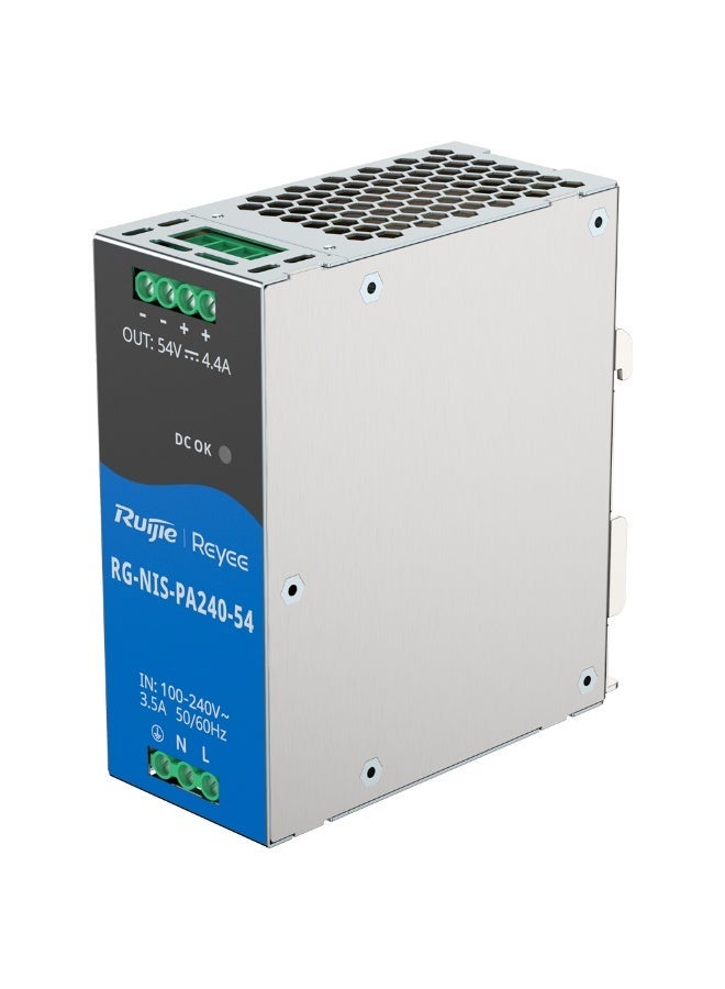 Ruijie Reyee RG-NIS-PA240-54 Industrial DIN Rail Power Supply | 240W | 54V DC 4.4A | Universal AC Input | Network & PoE Equipment - Image 1