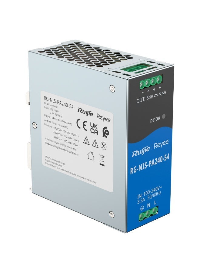 Ruijie Reyee RG-NIS-PA240-54 Industrial DIN Rail Power Supply | 240W | 54V DC 4.4A | Universal AC Input | Network & PoE Equipment - Image 4
