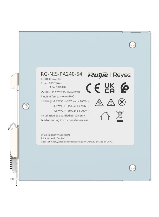 Ruijie Reyee RG-NIS-PA240-54 Industrial DIN Rail Power Supply | 240W | 54V DC 4.4A | Universal AC Input | Network & PoE Equipment - Image 3