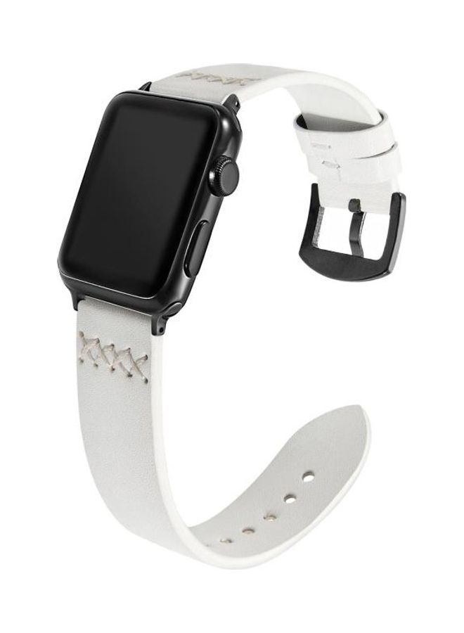 NIBEMINENT Leather Replacement Strap Watchband for Apple Watch Series 7/6/SE/5/4/3/2/1 42/44/45mm Light Green - Image 3