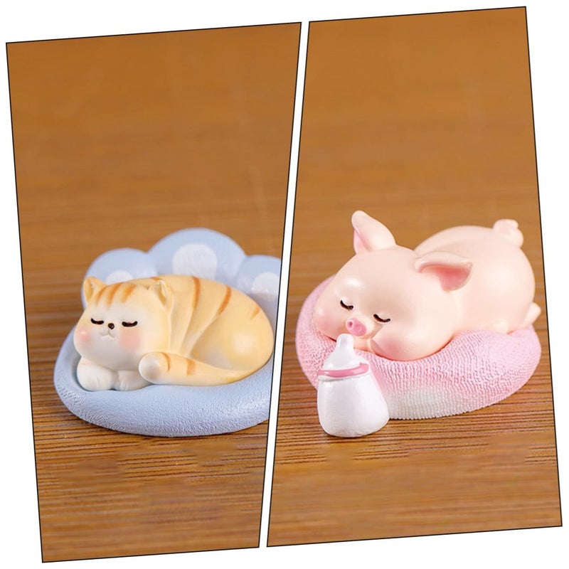 4pcs Mini Animal Figurines Set Sleeping Models for Planter Garden and Desk Decor - Image 5