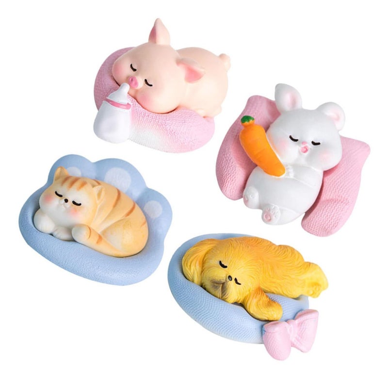 4pcs Mini Animal Figurines Set Sleeping Models for Planter Garden and Desk Decor - Image 2