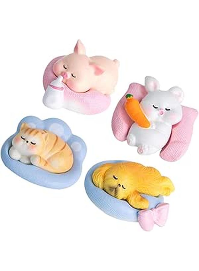 4pcs Mini Animal Figurines Set Sleeping Models for Planter Garden and Desk Decor - Image 1