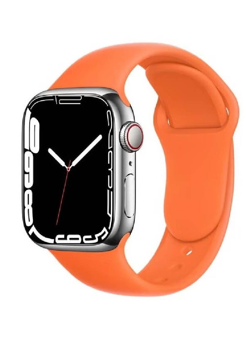 Generic - Apple Watch Band 45mm 44mm 42mm Soft Silicone Sport Band Replacement Wrist Strap Compatible for iWatch Apple Watch Series 7/SE/6/5/4/3/2/1,Nike+,Sport,Edition (Orange) - Image 1