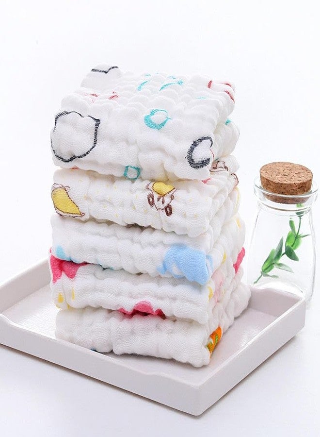 TERI BERI Muslin Organic Bamboo Cotton Face Towels for Newborn Baby Extra Soft Hankies Reusable Napkins for Newborns, Infants and Toddlers/Kids (Pack of 5) White - Image 1