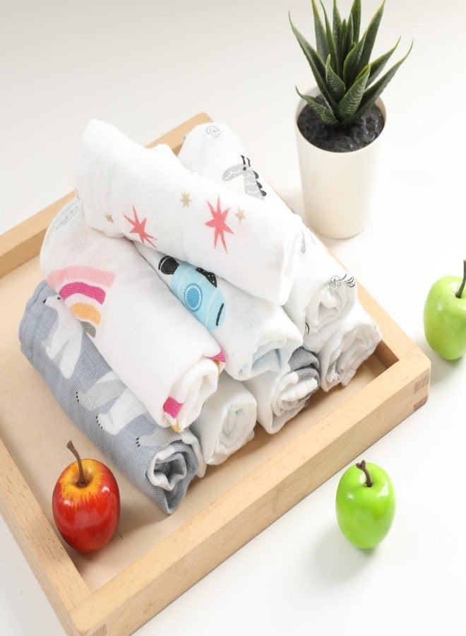 TERI BERI Muslin Organic Bamboo Cotton Face Towels for Newborn Baby Extra Soft Hankies Reusable Napkins for Newborns, Infants and Toddlers/Kids (Pack of 5) White - Image 5