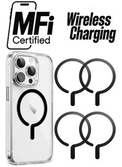 4Pcs Universal Metal Rings Compatible with Magsafe Sticker Magnetic Wireless Car Charger Black