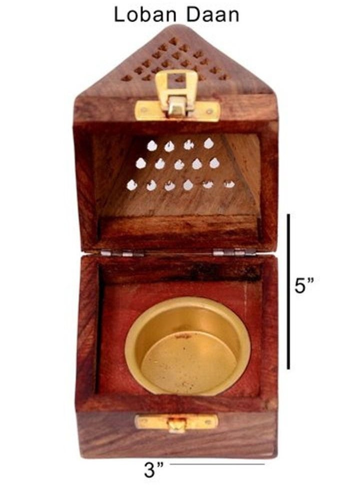 SAQOWARE - Incense Bakhoor Burner Wooden/Madkhan/Mabkhara Pyramid Wooden Charcoal Burner 13 cm - Image 1