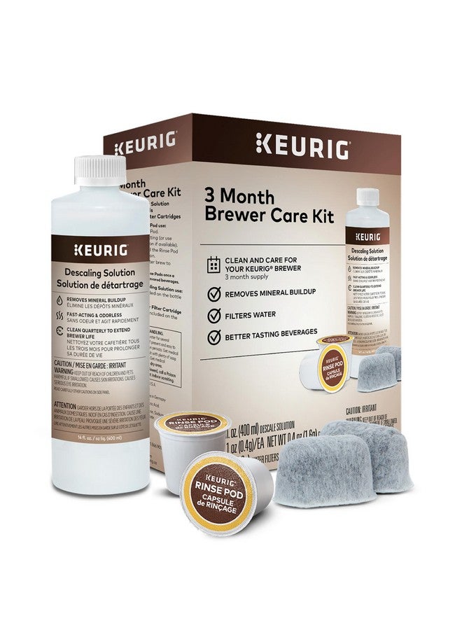 Keurig مجموعة صيانة ماكينة القهوة كوريغ لمدة 3 أشهر تشمل محلول إزالة الترسبات، خراطيش فلتر المياه وبودات الشطف، متوافقة مع ماكينات القهوة الكلاسيكية/1.0 و2.0 K-Cup، 7 قطع - Image 1