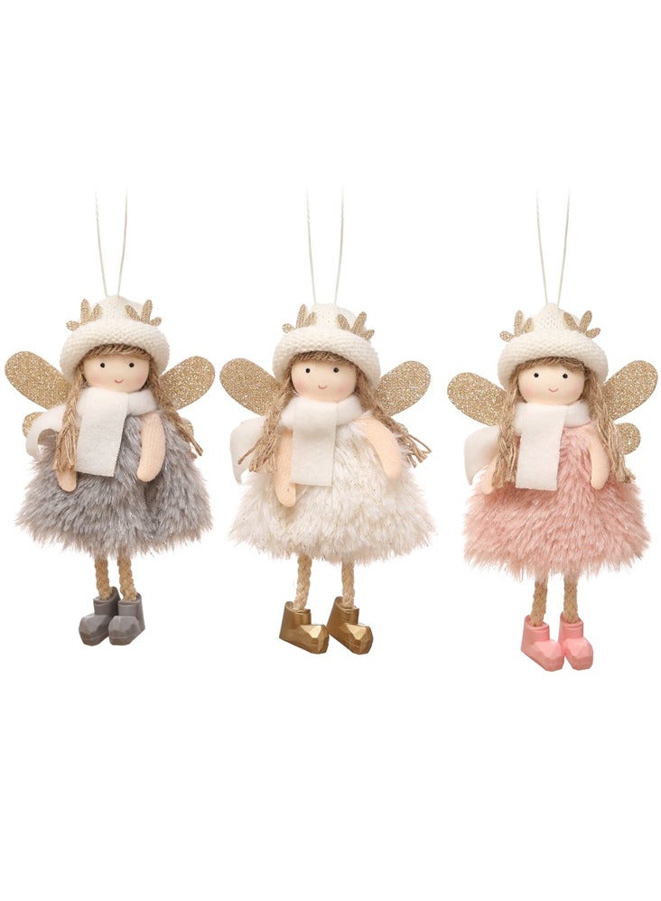 AUTOYSUR 3 قطع دمى قلائد، زخرفة العطلات، زينة الأشجار المعلقة، دمى فريدة من نوعها للبنات، لتزيين الأشجار (أ) - Image 2