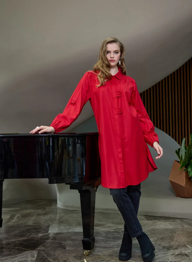 MissWhence Scarlet Statement Shirt Dress - Red