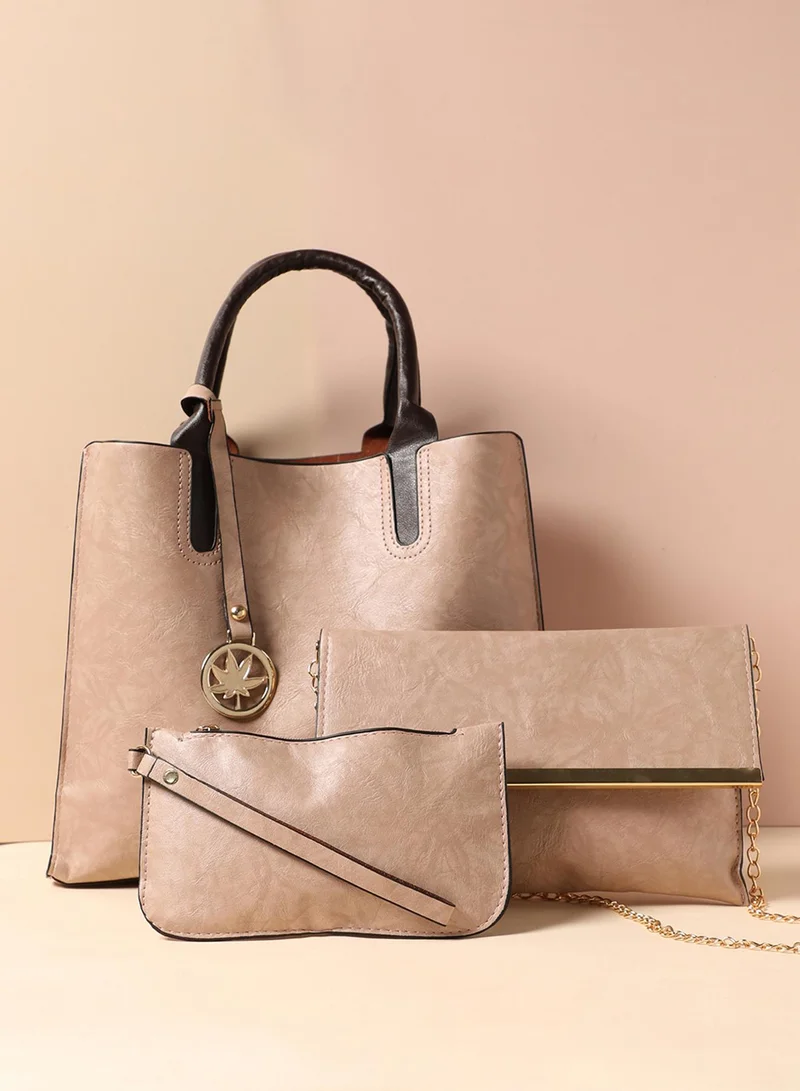 Textured Tote Clutch Set