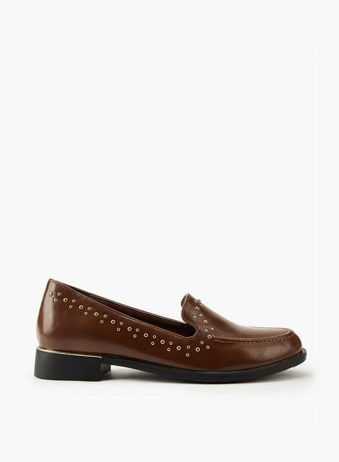 Flora Bella Stud Embellished Slip-On Loafers