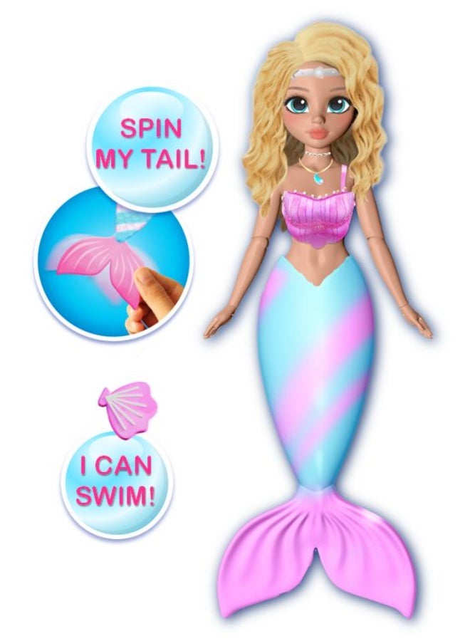 Mermaid Magic Wind-Up Swim Action Merlinda Mermaid Doll 5-Inches | Spin My Tail and Watch me Swim | Collectible Doll | Water Toy | Action Doll | Gift for Kids and Collectors - Image 2