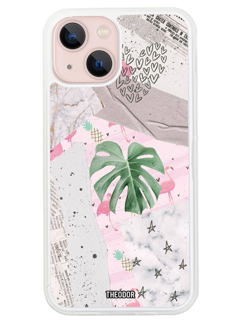 Theodor Protective Case Anti Scratch Shock Proof Cover For APPLE IPHONE 14 Heart Leaves (White Bumper) - Image 1