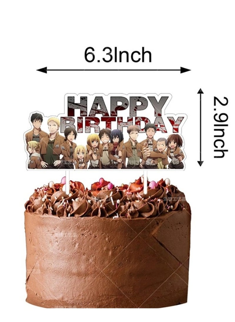 Furtey - Attack on Titan 48-Piece Birthday Decoration Set – Includes Banner, Cake Toppers, Latex Balloons & Party Cards - Image 1