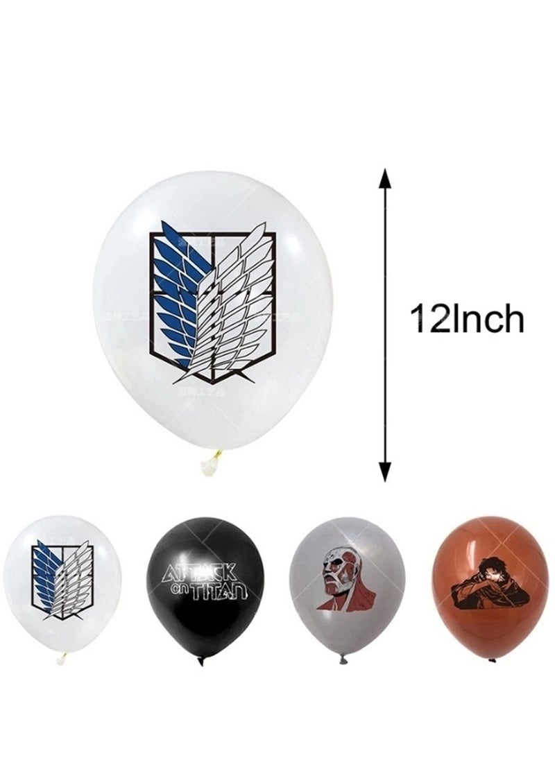 Furtey - Attack on Titan 48-Piece Birthday Decoration Set – Includes Banner, Cake Toppers, Latex Balloons & Party Cards - Image 1
