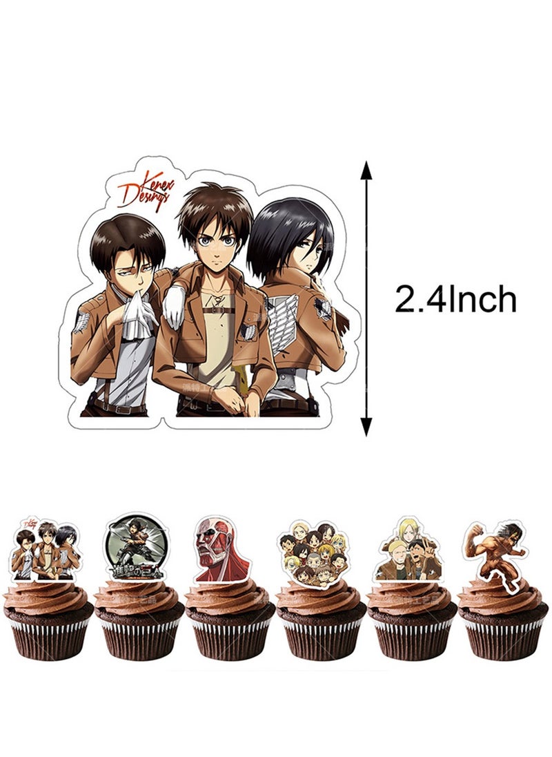 Furtey - Attack on Titan 48-Piece Birthday Decoration Set – Includes Banner, Cake Toppers, Latex Balloons & Party Cards - Image 1