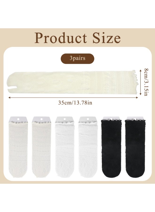 3 Pairs Unisex Lace Tabi Socks, Frilly Ruffle Split Two Toe Socks Fashion Separated Toe Socks for Sports, Casual Daily Wear for Men and Women - Image 2