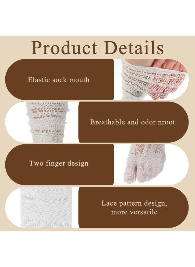 3 Pairs Unisex Lace Tabi Socks, Frilly Ruffle Split Two Toe Socks Fashion Separated Toe Socks for Sports, Casual Daily Wear for Men and Women - Image 4