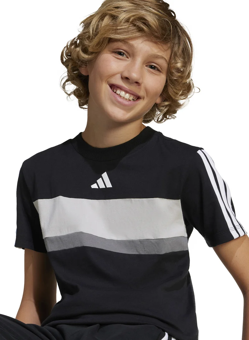 Adidas Youth Seasonal Essential Tiberio 3 Stripe T-Shirt