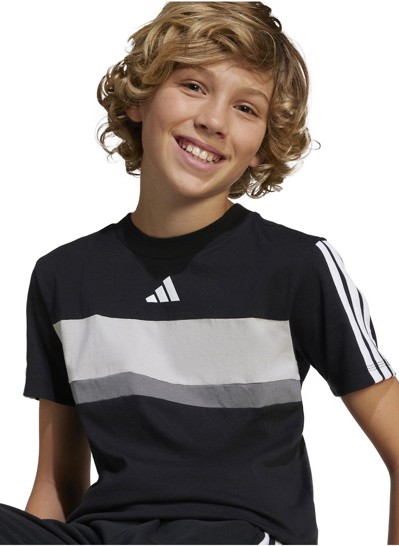 Adidas Youth Seasonal Essential Tiberio 3 Stripe T-Shirt  - Image 3
