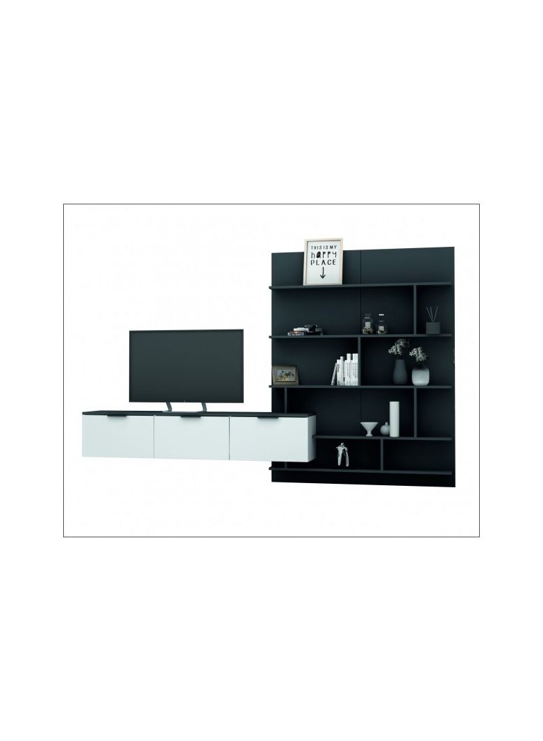 sahaba طاولة تلفاز سوفت لاين باللون الرمادي/الأبيض - Image 1