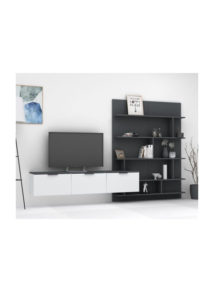 sahaba طاولة تلفاز سوفت لاين باللون الرمادي/الأبيض - Image 4