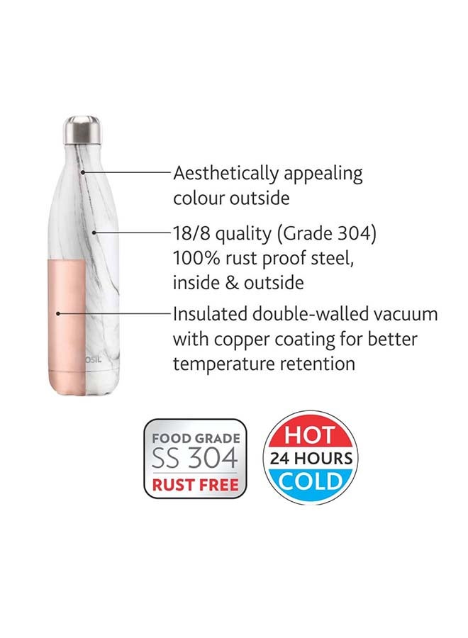 بوروسيل زجاجة ماء ماربل بوروسيل المعزولة بالفراغ والمطليّة بالنحاس، زجاجة رياضية، زجاجة يوغا، خارجية، محمولة، ضد التسرب، زجاجة ماء قابلة لإعادة الاستخدام، 500 مل، Bt0500Mr207 - Image 2