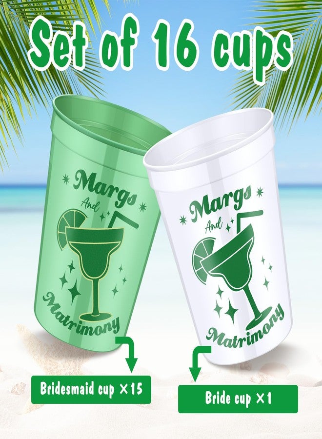 Ninehaoou 16 Pack Margs and Matrimony Bachelorette Party Cups Bachelorette Party Supplies 16oz Reusable Cowgirl Cups Bridal Shower Favors - Image 3