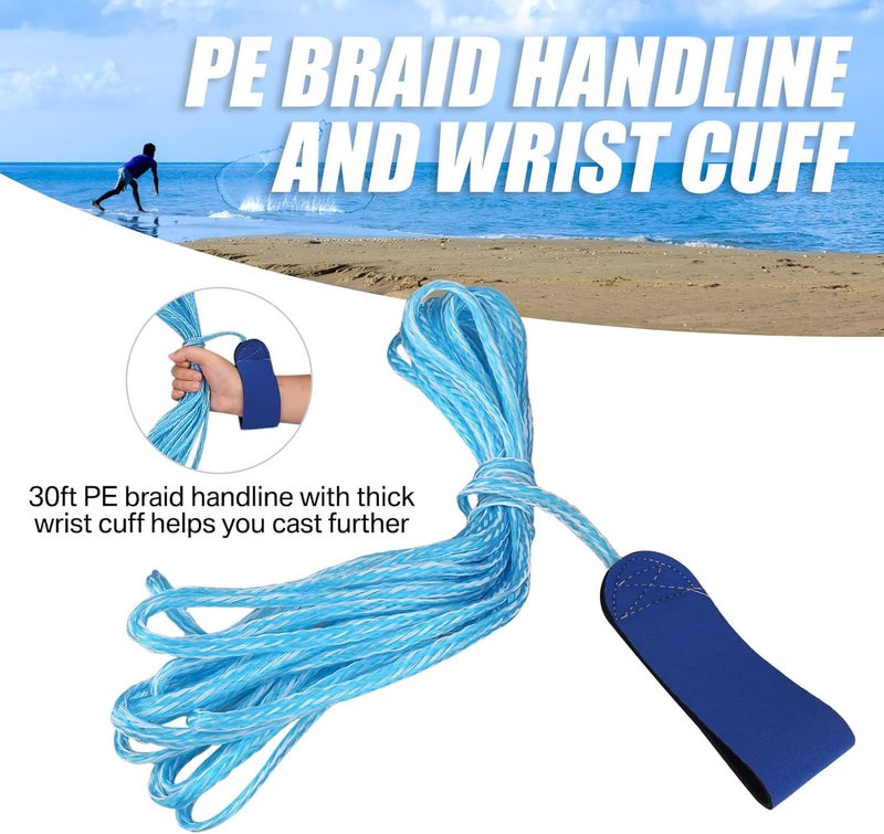 Yeahmart American Saltwater Fishing Cast Net for Bait Trap Fish 3ft/4ft/5ft/6ft/7ft/8ft/9ft/10ft Radius Freshwater Casting Nets with Heavy Duty Real Zinc Sinker Weights, 3/8inch Mesh Size - Image 4