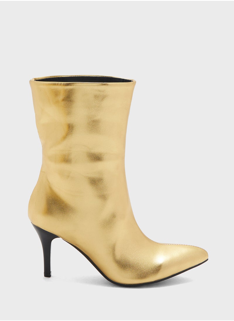 Ginger Metallic Pointy Toe Mid Heel Ankle Boot  - Image 1