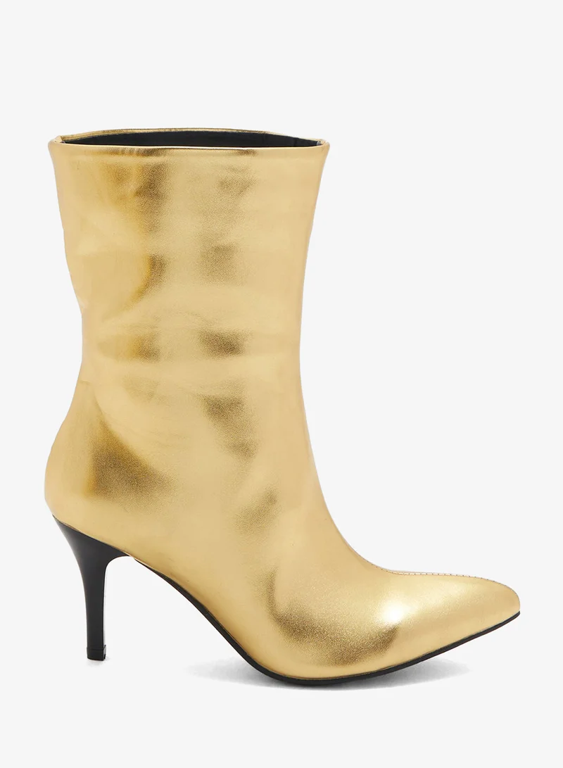 جينجر بوت للكاحل بكعب متوسط مدبب معدني