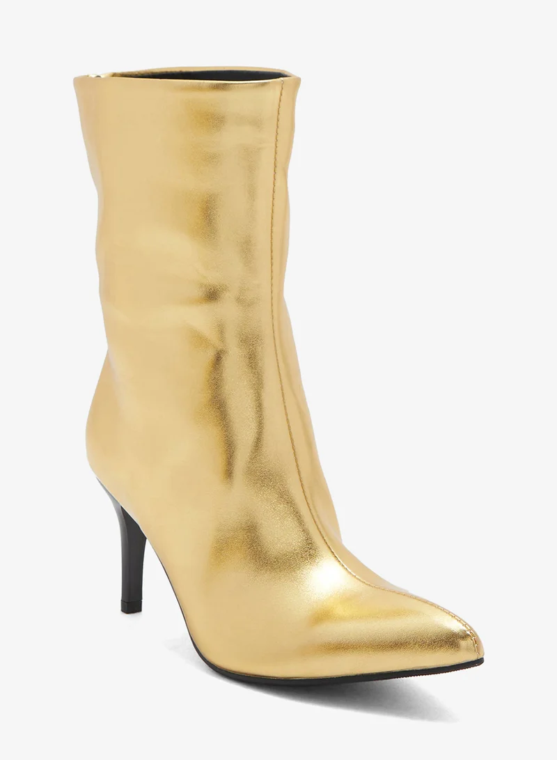 جينجر بوت للكاحل بكعب متوسط مدبب معدني